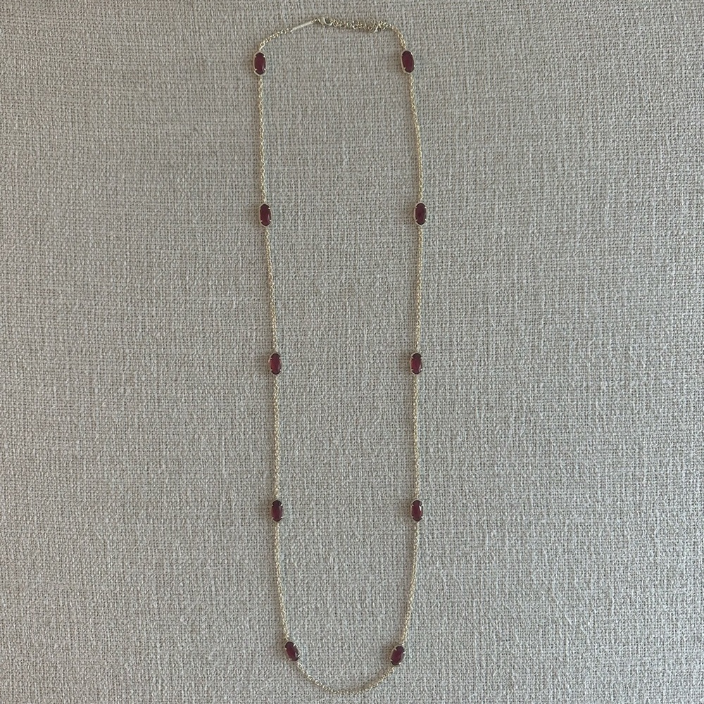 Kendra Scott Long Pendant Gold and Ruby Necklace